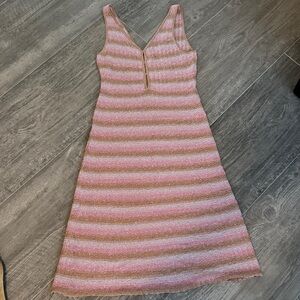 Misa Los Angeles Pink and Gold Striped Maxi Dress